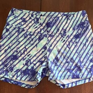 Blue and White Striped Athletic Shorts